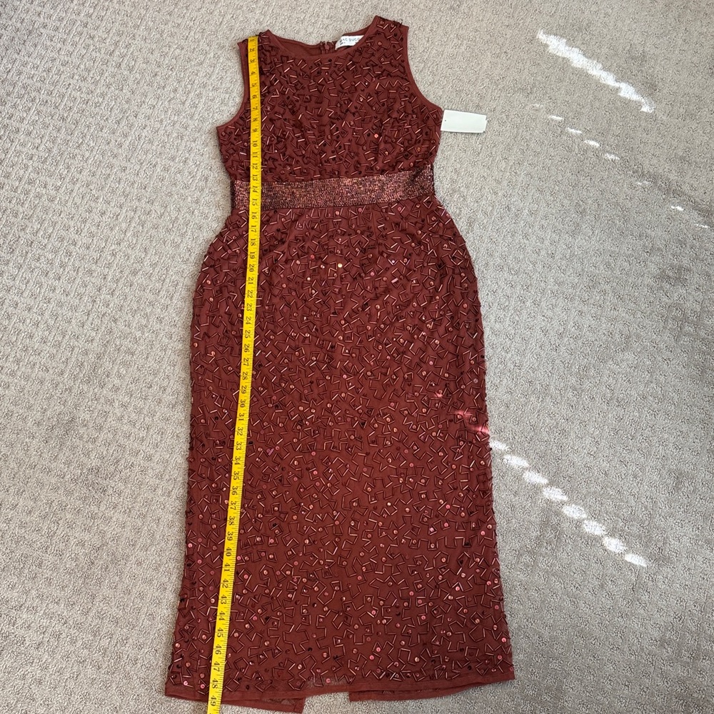 NWT Mac Duggal Burgundy Embellished Midi Dress